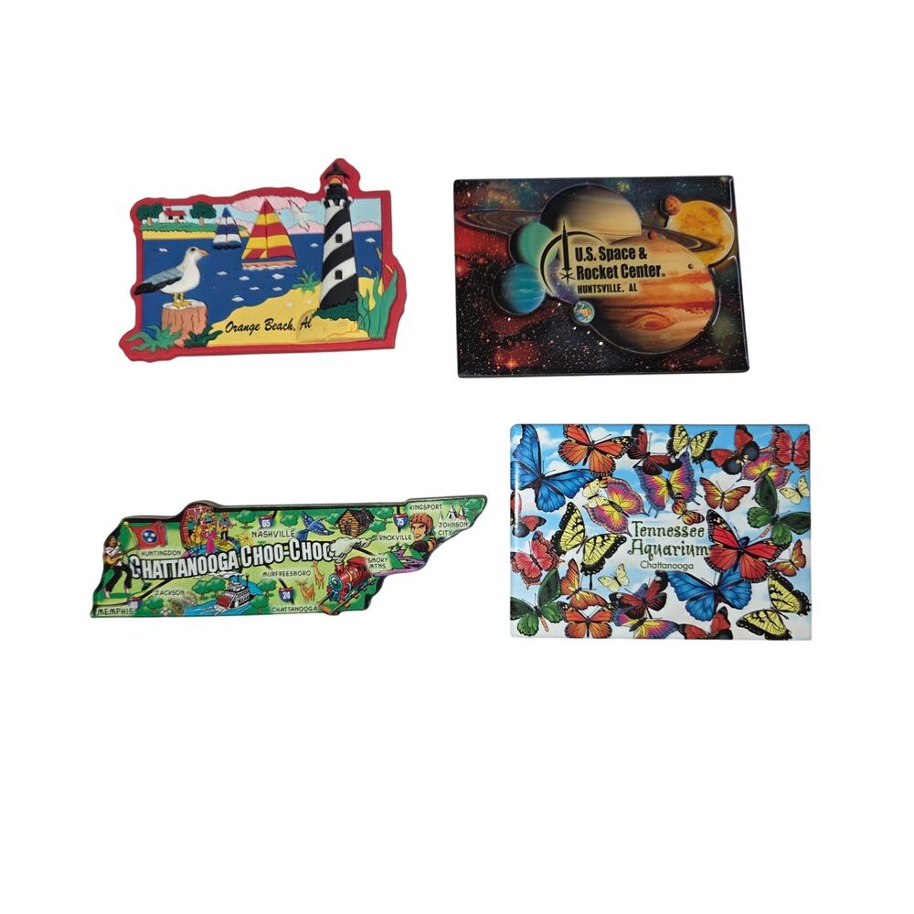 Alabama Tennessee Refrigerator Magnets Lot Chattanooga Orange Beach Huntsville